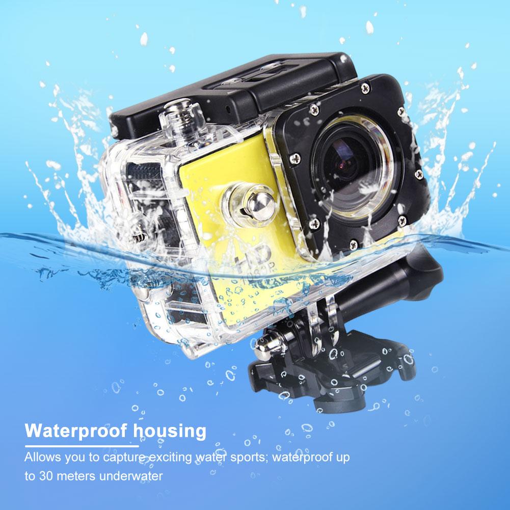 Unterwasserkamera HD 1080P 2,0-Zoll-Bildschirm Unterwasser-Sport-Camcorder Wasserdicht 140 ° Weitwinkel DV-Action-Camcorder
