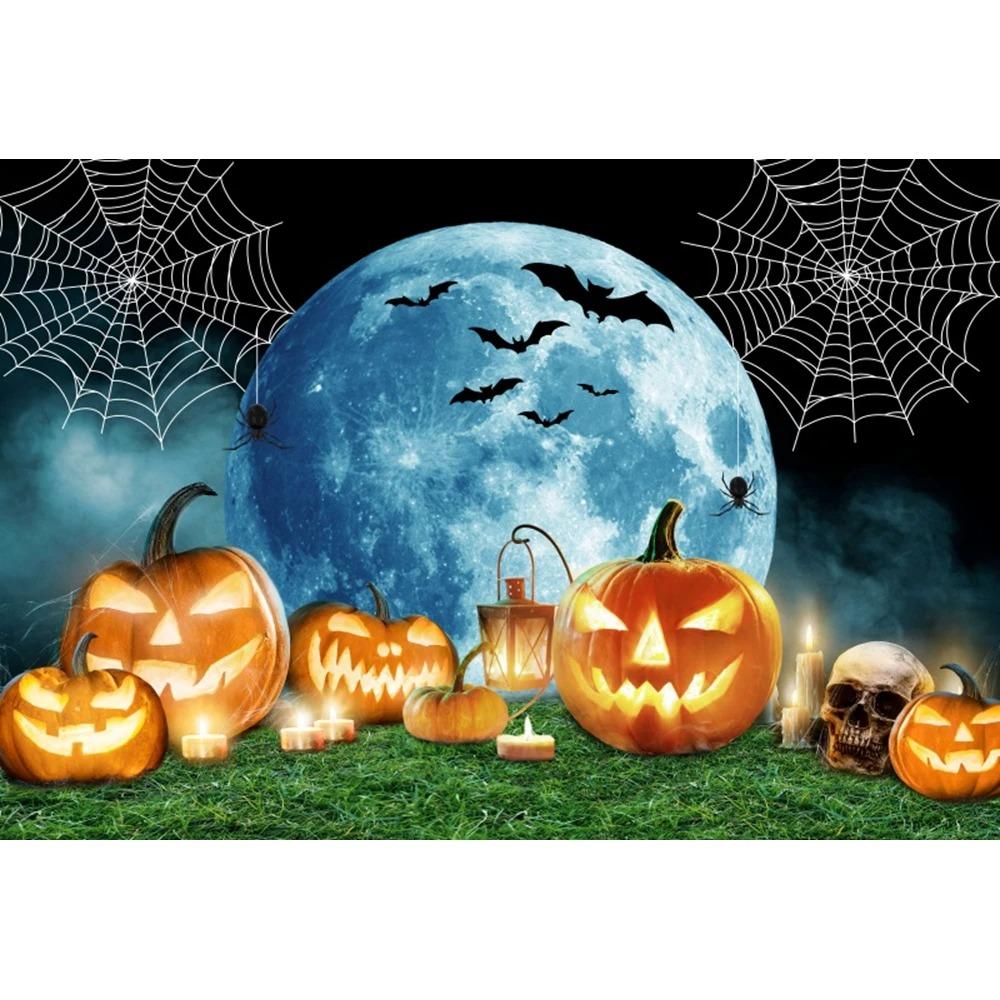 Halloween Party Decoration Hanging Cloth Pumpkin Witch Bat Castle Full Moon Night Photography Background Not Room Decoration