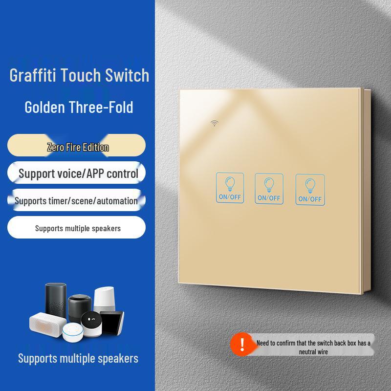 Zhengshang C3 Graffiti Smart WiFi Switch: Wireless Voice Panel, EU Standard, Compatible with Alexa & Google Assistant.
