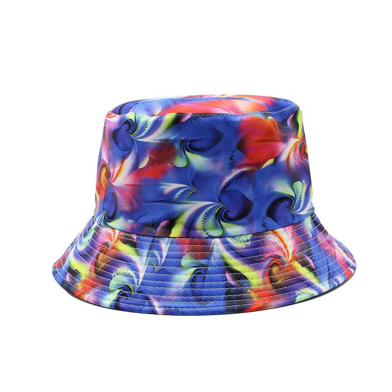 Double-Sided Tie-Dye Bucket Hat Women'S Color Printed Pot Hat Sunscreen Sun Hat