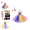Children's Cosplay Dress With Unicorn Theme And Rainbow Pattern