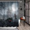 Halloween Shower Curtain Funny Spooky Pumpkin Skull Bat Flower Plant Night Forest Bath Curtains Home Bathroom Decor with Hooks