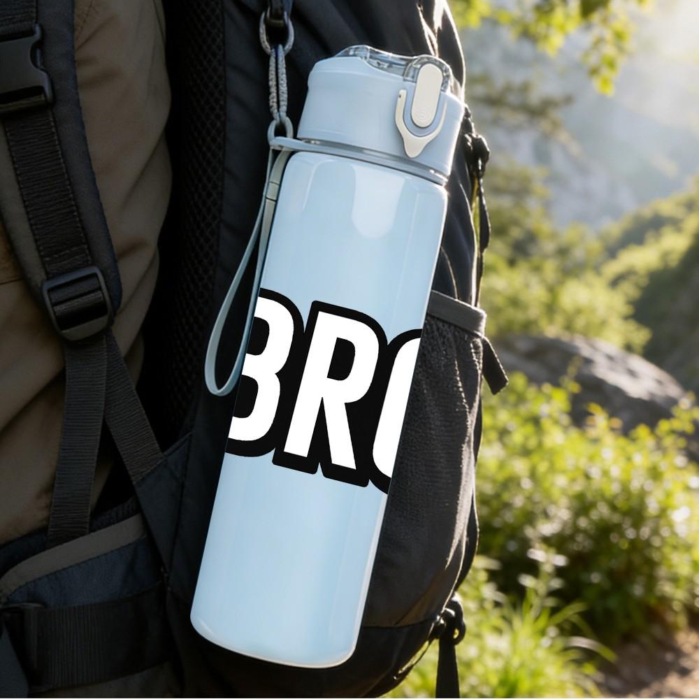 1PC Bro Soccer Football Sport Print 750ml Color Plastic Sports Water Bottle Leakproof Flip Straw Lid Suitable for Sports Office Home Use