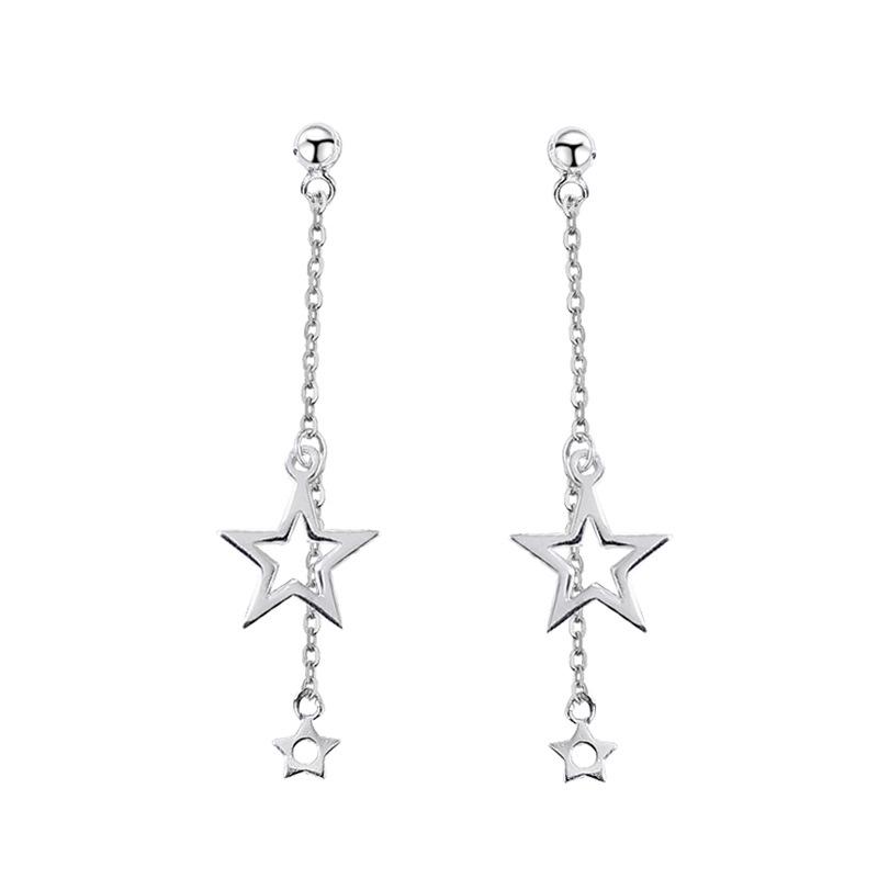 

Простые круглые висячие серьги со звездами и листьями для женщин, серьги-цепочки с кисточками, ювелирные аксессуары для ушей