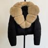 Women's Short Winter Faux Fur Collar Duck Down Jacket