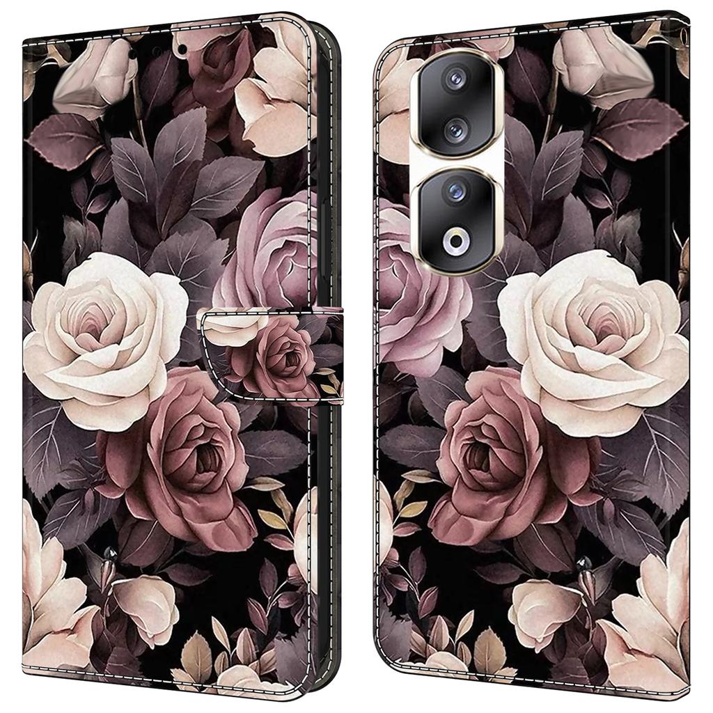 For Honor 90 Pro Case PU Leather Card Slots Phone Back Cover Pattern Printing Design