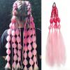 Multicolored Bubble Braid Ponytail Handmade Twist Braid Hair For Girls Costume