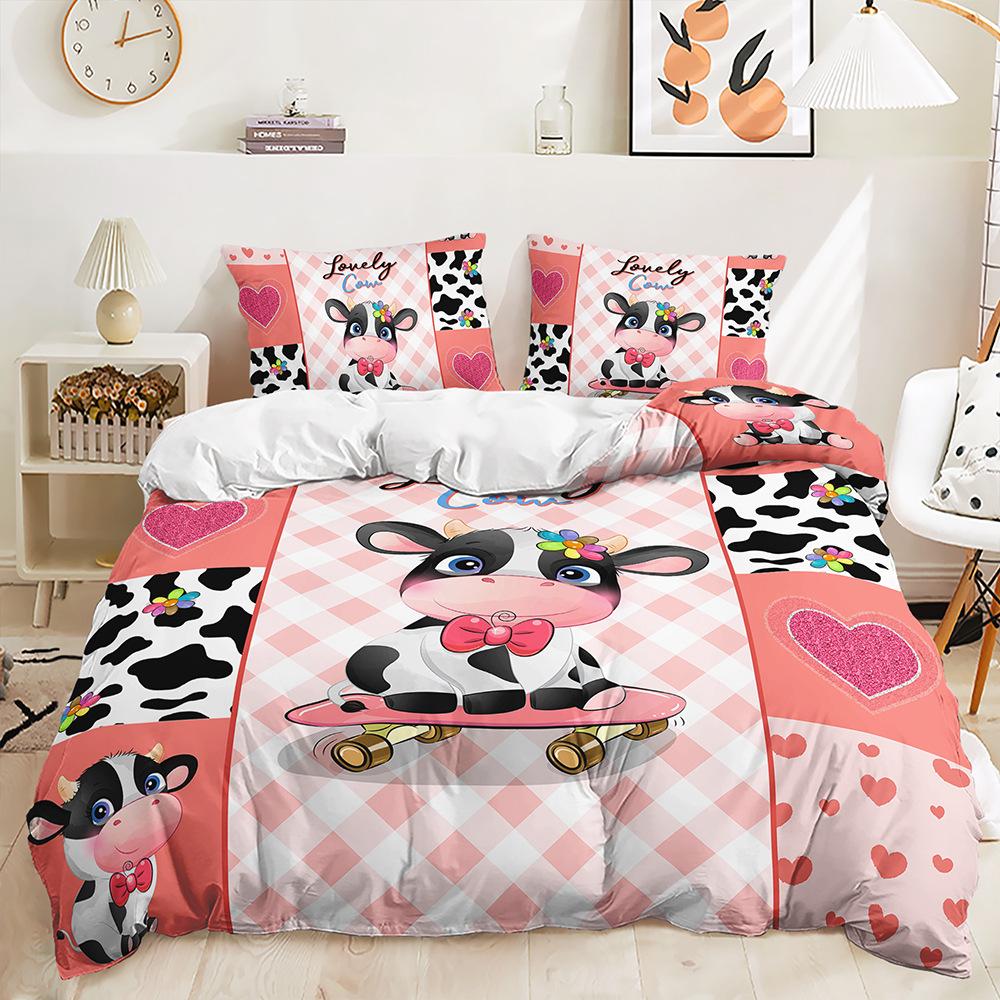 3D Digital Printing Kit Bedding Quilt Cover Three-Piece Set Small Fresh Animal Home Textiles