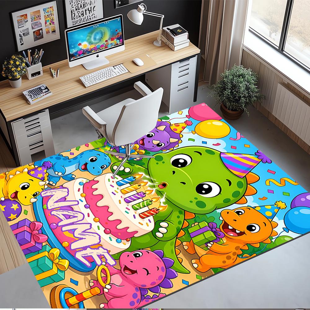 Custom Name Dinosaur Printed Carpet,Rug for Office Chair Living Room Bedroom Kitchen Room Decor Gifts.