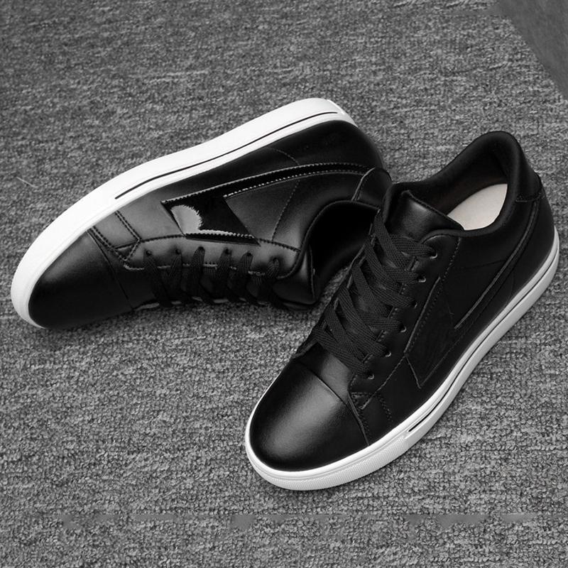 Adidași Bărbați Pantofi cu Înălțător Branț pentru Mărirea Înălțimii 8cm Alb Negru Pantofi Mai Înalți Bărbați Modă Casual Piele Sport Mărimi Mari 44