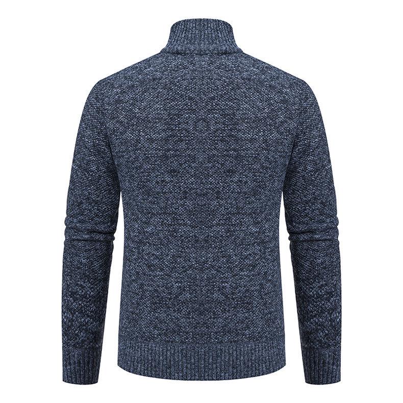 Men's Autumn/Winter Stand-Up Collar Zipper Cardigan Jacket with Velvet Knit
