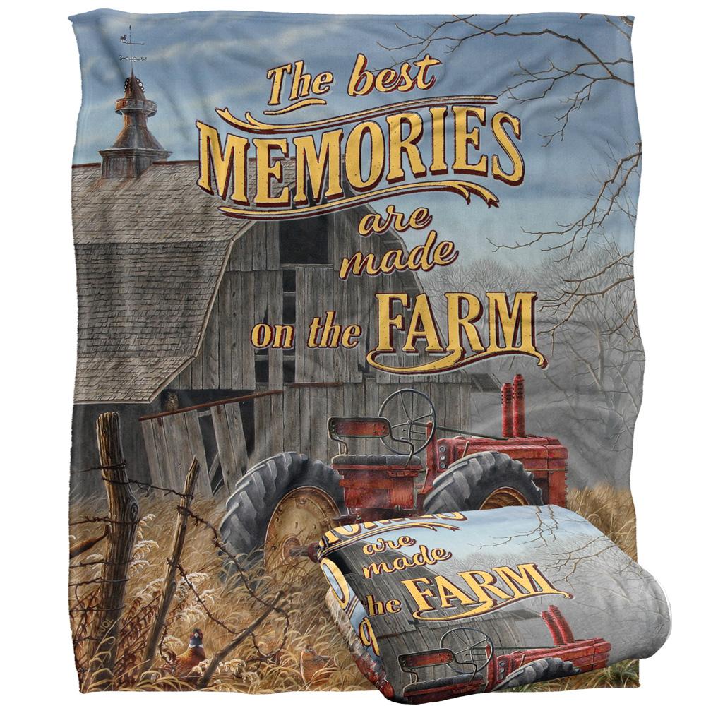 JQ Licensing Memories On The Farm Silky Tractor Supersoft Blanket