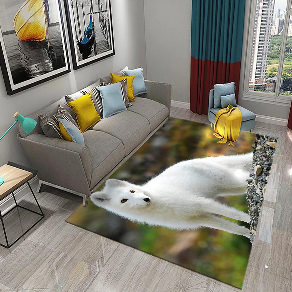 3D Lovely Fox Carpets Cute Wild Animals Mat for Living Room Bedroom Kitchen Area Rug Child Home Decor Carpet Kids Room Play Mat