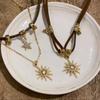 Vintage Sun Pendant Necklace Adjustable Leather Clavicle Chain  Sweet Cool Spice
