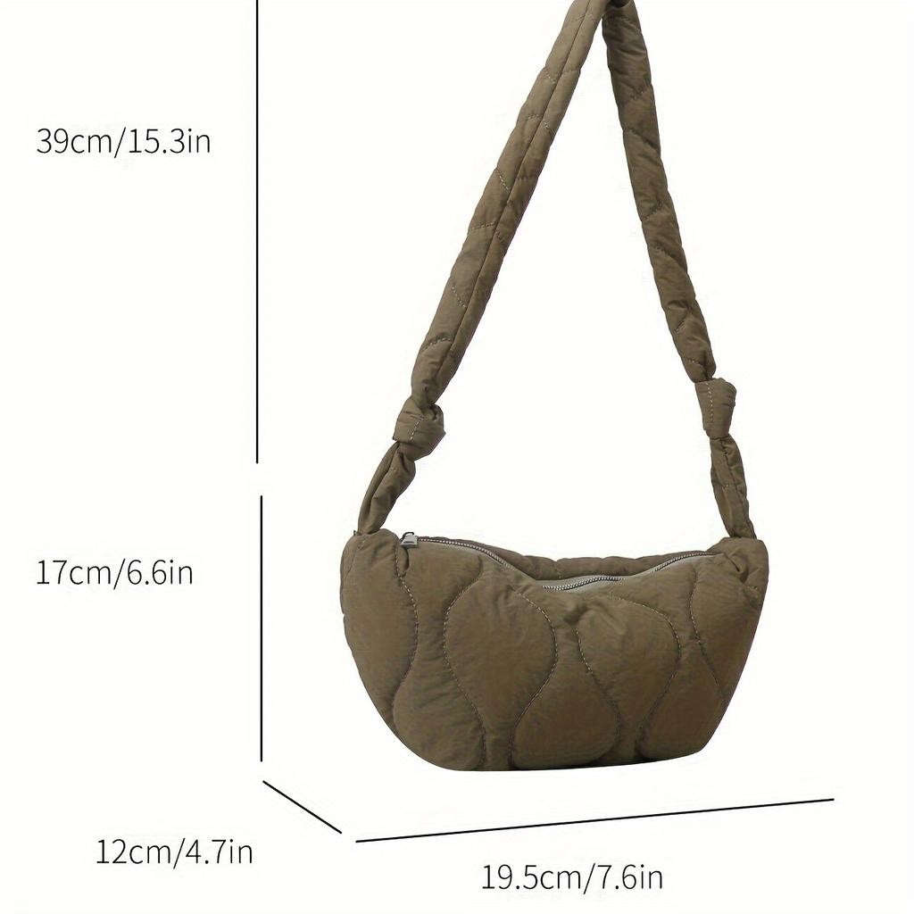 Large Capacity Women's Crossbody Bag Soft Cott-padded Jacket Bag Lightweight Waterproof Dumplings Bag For Women