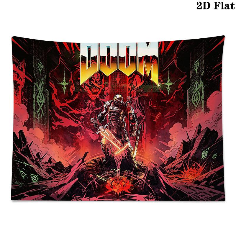 Ροκ Σταρ Doomguy Ταπετσαρία Τοίχου Αισθητική Κρεμαστό Τοίχου Υφασμάτινη Κουβέρτα Εκτύπωσης Διακοσμητικές Ταπετσαρίες για Υπνοδωμάτιο Σαλόνι Διακόσμηση Σπιτιού