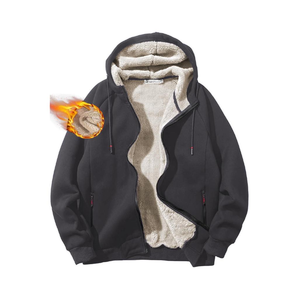 Ghassy Co.. Men's Ultra Thermal Sherpa Lined Hooded Winter Sweatshirt With Zipper Pocket
