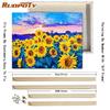 RUOPOTY Picture By Numbers Sunflower Flower Wall Art Unique Gift HandPainted Paint By Number Butterfly Decoration