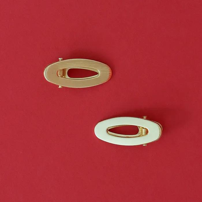 [2ER SET] Metall ovale Haarnadel - Gold