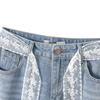 Women's Lace Belt High-Waist Wide-Leg Denim Jeans