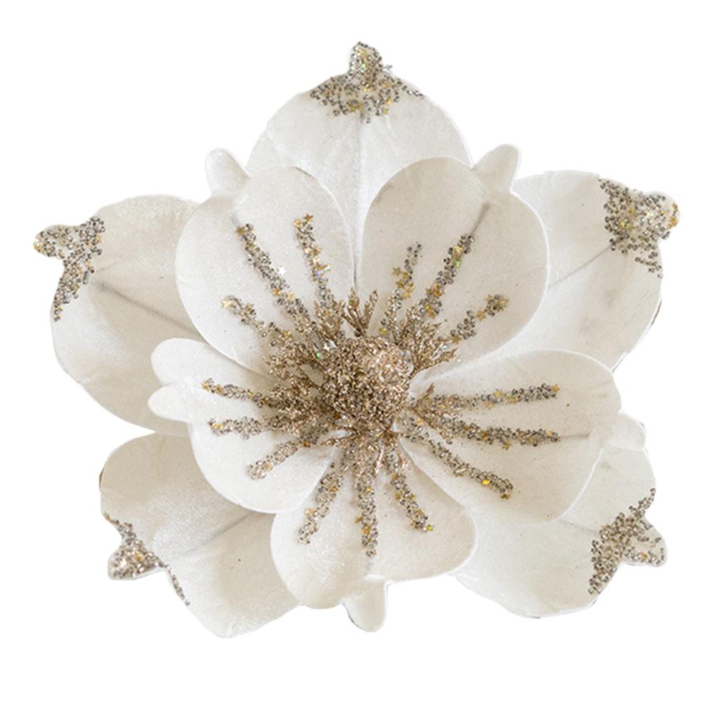 1pc 24cm Glitter Artificial Poinsettia Flowers Christmas Wreath Christmas Tree Flowers Ornaments Xmas Home Decoration Green Red