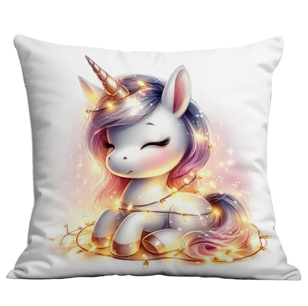 New Short Plush Pillow Cover Cute Cartoon Unicorn Printed Pillow Cover Sofa Cushion Pillow Cover Premium Durable