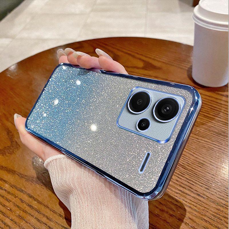 Für Xiaomi Redmi Note 13 Pro+ Hülle Redmi Note13 Pro Plus Handyhülle Glänzende Glitzerbeschichtung Silikon Kameraobjektiv Weiche Rückseite
