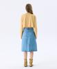 JUNEJUNE SPACE Flower Applique Crop T_Mustard