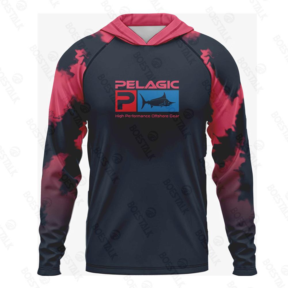 PELAGIC Long Sleeve Hooded Fishing Suit UV Protection Luya Fishing Breathable Casual Fishing Sports Fishing Suit XXS