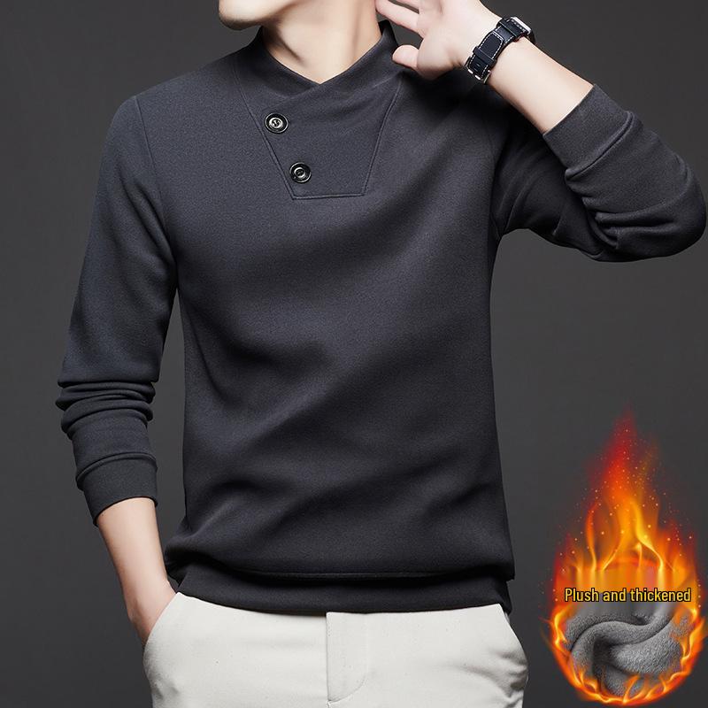 Men's High-Grade Velvet Stand Collar Hoodie - Thickened Winter Base Layer 2025