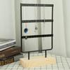 36 Holes Metal Jewelry Storage Rack Display Stand Earrings Necklace Organizer with Wood Base