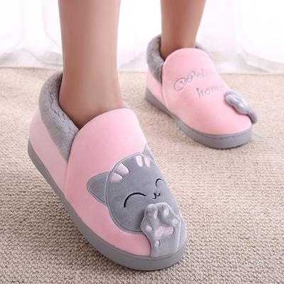 Pantofole invernali da donna per la casa Cartoon Cat antiscivolo calde scarpe da pavimento per interni camera da letto