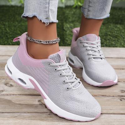 Atmungsaktive Mesh-Sneaker für Damen Modische Laufschuhe mit Luftpolster für Sport Damen Gestrickte Jogging- und Wanderschuhe Rutschfest