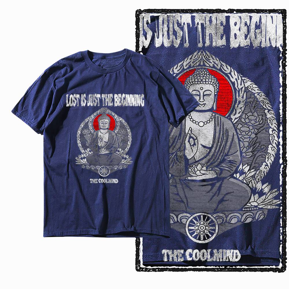 G07 NAVY oneck 100 Cotton Budda Printed Unisexs Tshirt Streetwear Big Size Cool Unisexs Tee Tshirt S