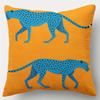 pc Modern Blue Cheetah Pillow Cover Polyester D DoubleSided Print Abstract Orange Cheetah Art Animal Lover Home  Car Deco