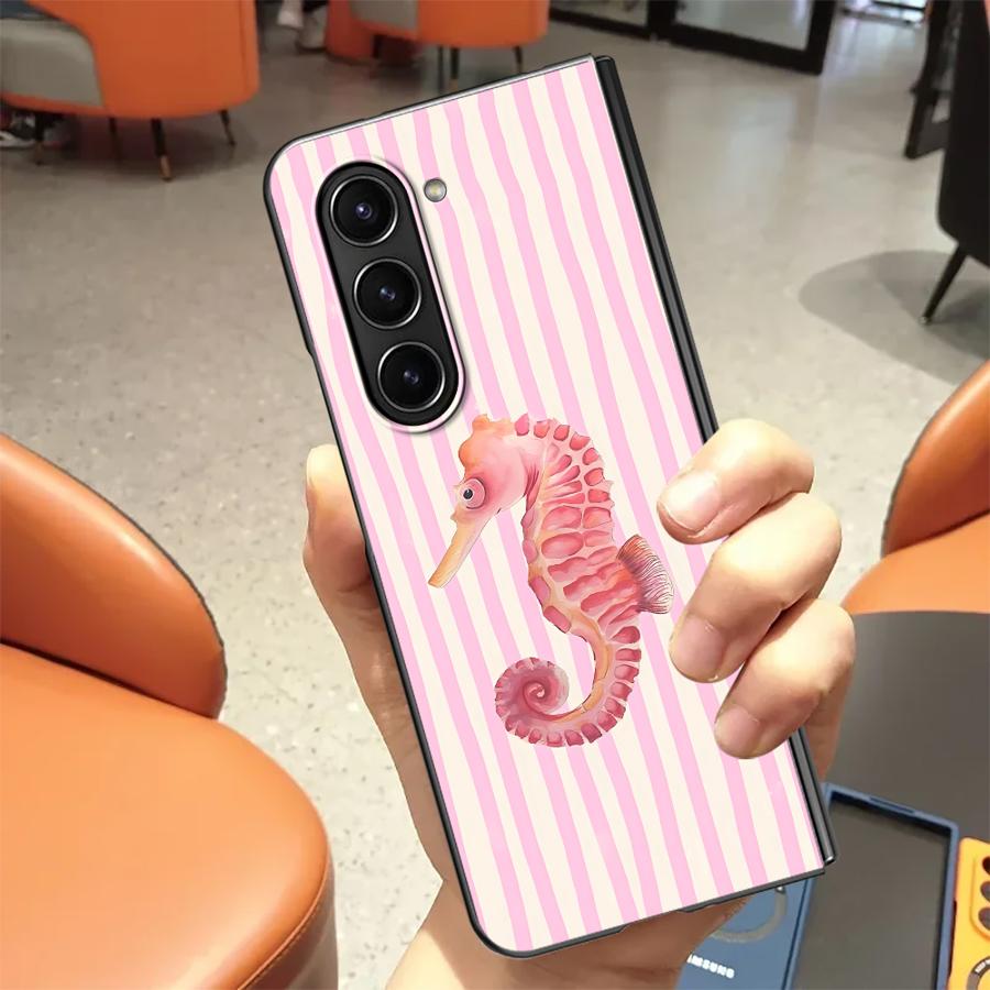 Ocean Life Theme Striped Case for Samsung Galaxy ZFold7 ZFold3 ZFold4 Z Fold 7 6 5 4 3 ZFold6 ZFold5 Back Phone Cover