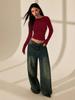 Crop Top Phumee Backless Lace Stitching Long Sleeve AE195