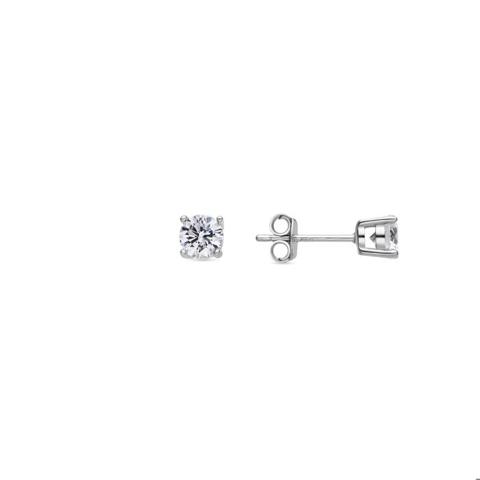 Boucles d'oreilles - LUXENTER - Kyoro - Argent sterling 925 - Finition rhodium - Zirconia brillant 5 mm