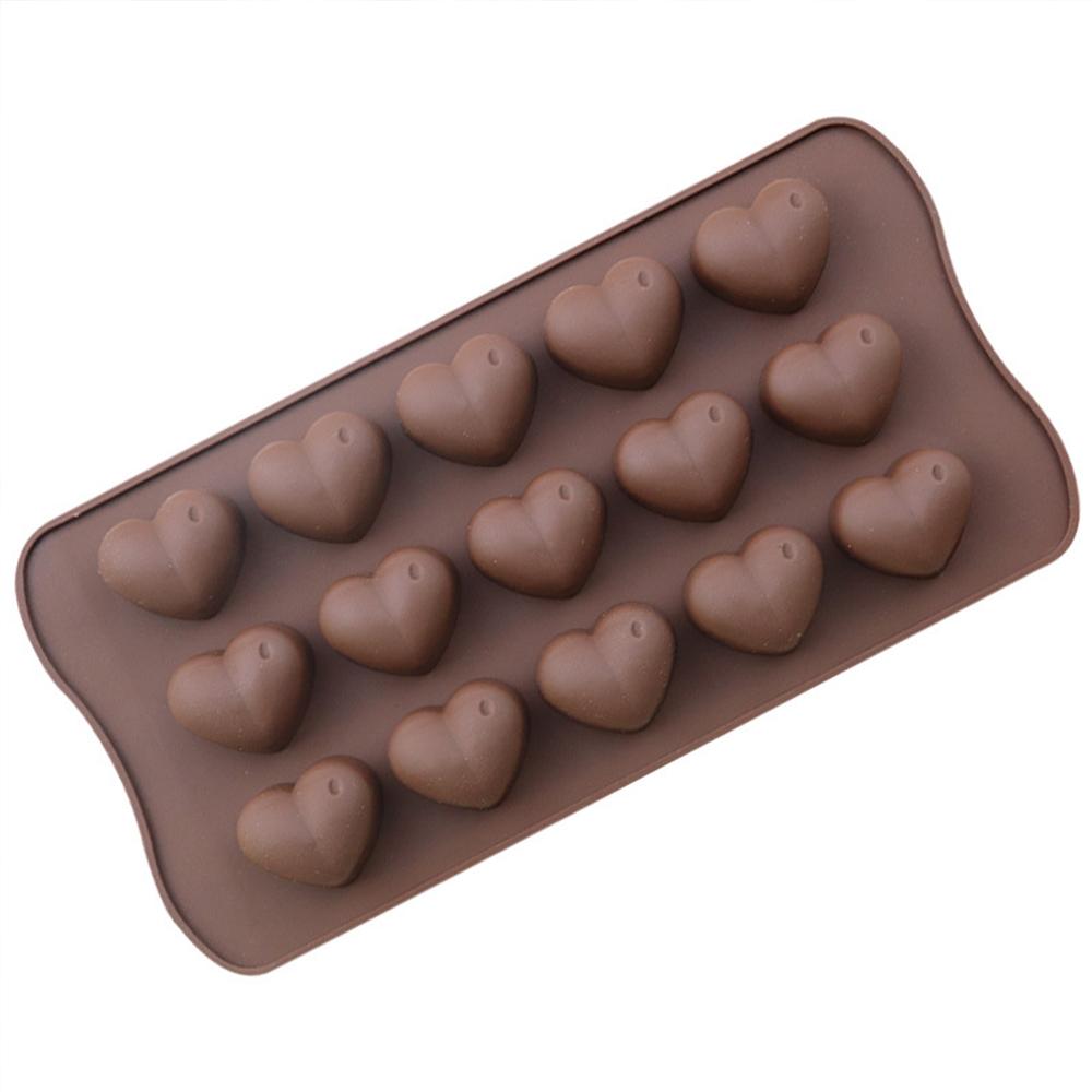 15-Cavity Heart Shaped Silicone Chocolate Mold Cake Fondant Candy Jelly Pudding Ice Cube Baking Mould for Valentine's Day