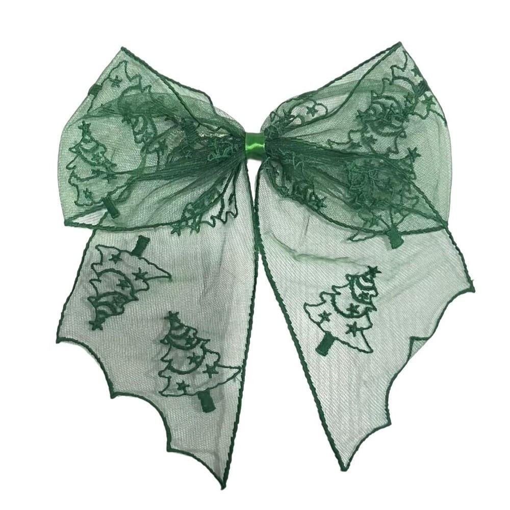 Lace Tulle Veil Hair Clips Bat Embroidery Gothic Style Halloween Hairpins Mesh Bow Christmas Tree Bow Hair Clips