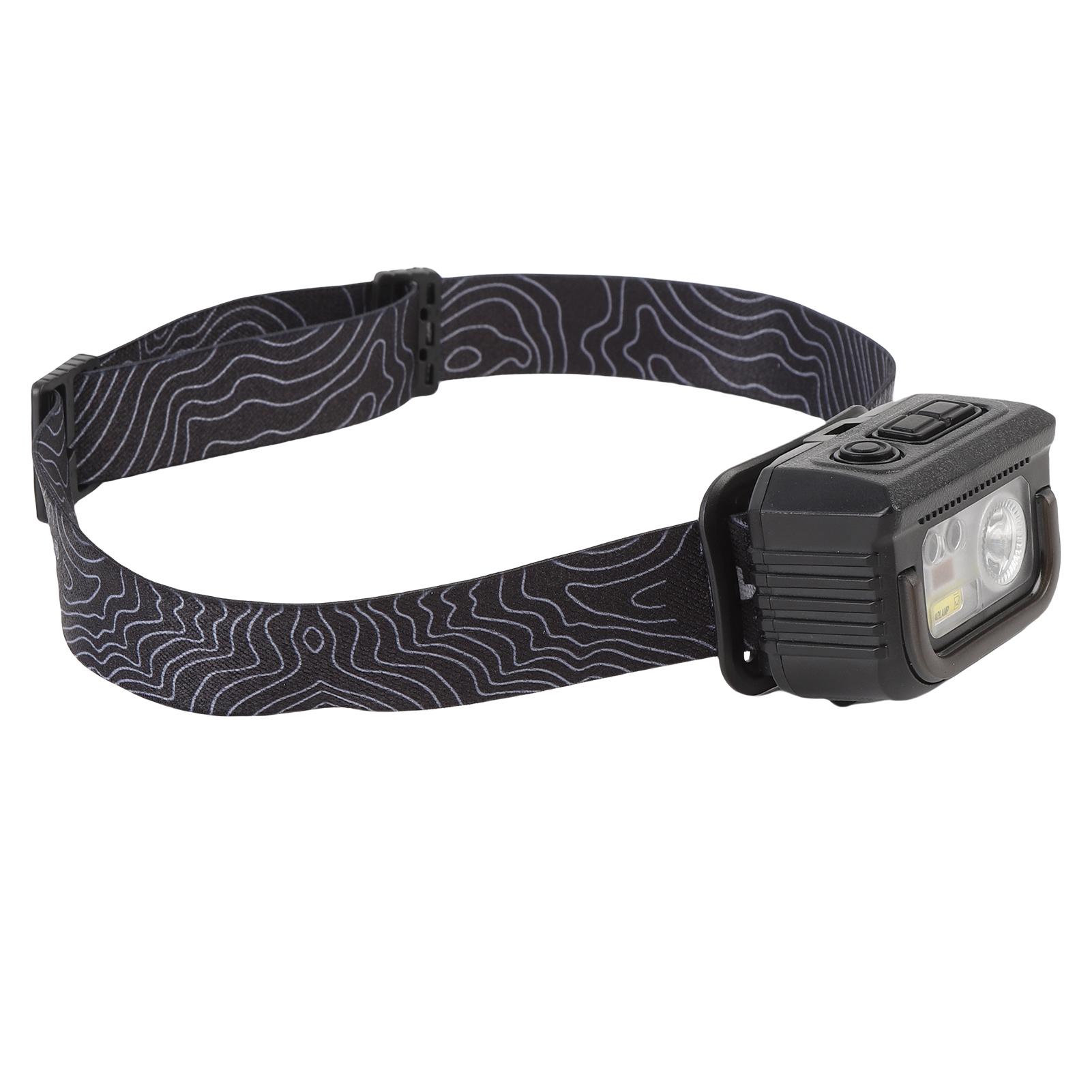 

Налобный фонарь с датчиком движения, 6 режимов, водонепроницаемый IPX5, перезаряжаемый, легкий, для улицы