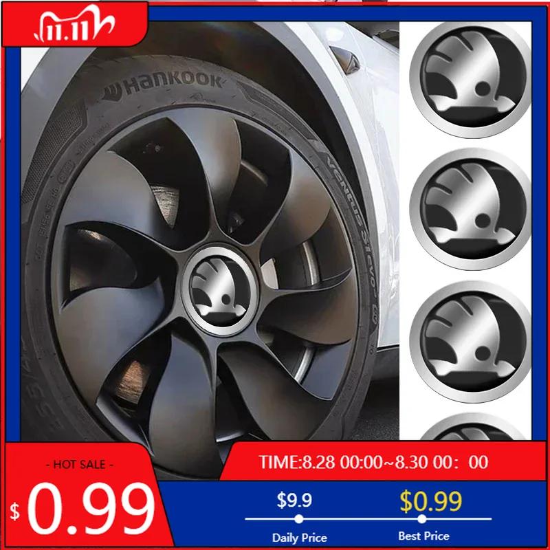 Samolepka na auto 4ks Krytka náboje kola auta Kovové znaky Samolepky Příslušenství Pro Skoda Octavia MK2 2 3 A5 A7 A8 Fabia Karoq Superb Rapid