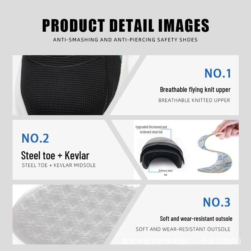 Breathable Steel Toe Lightweight Safety Shoes - Anti-Smash, Anti-Puncture, Wear-Resistant Work Shoes