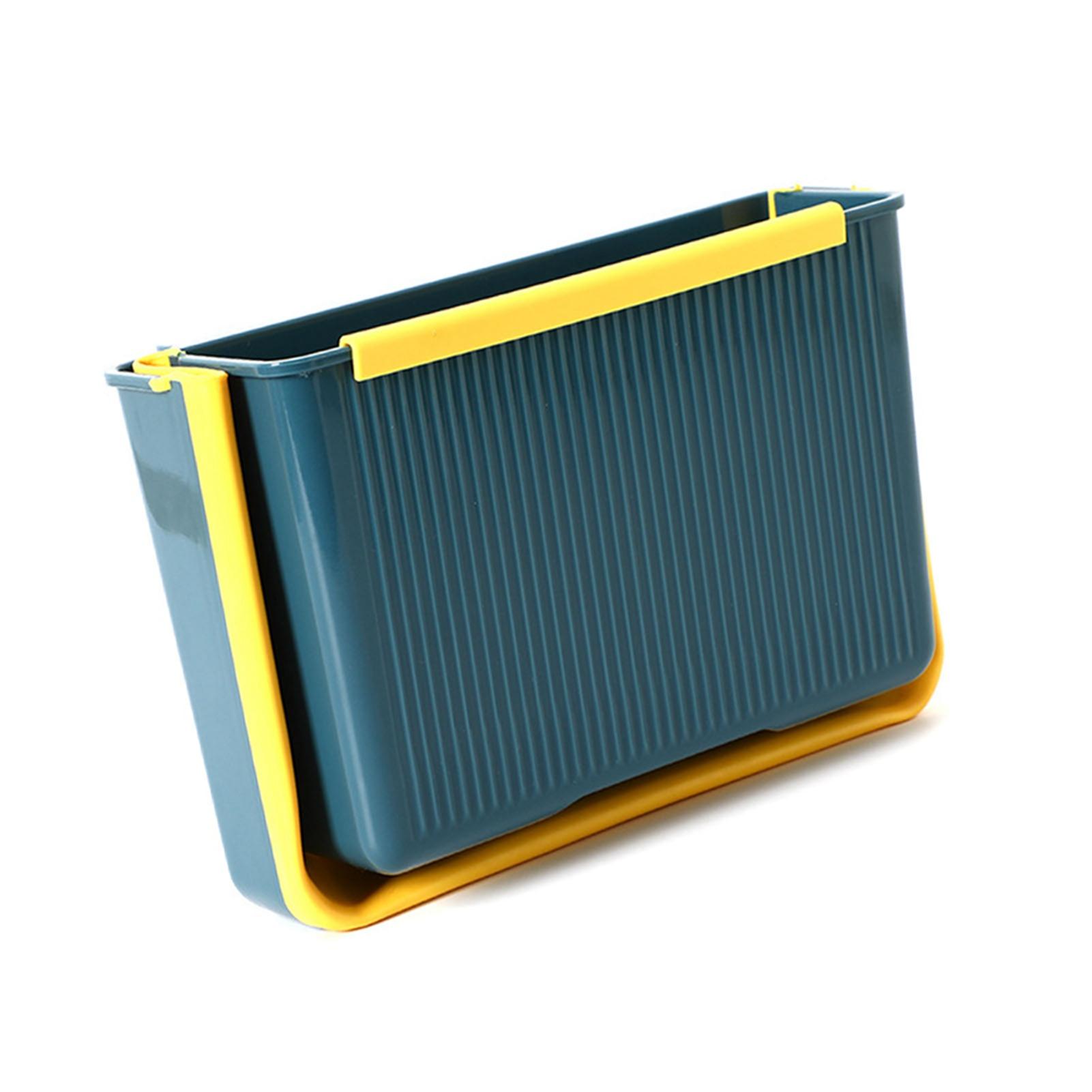 

Wall Mounted Folding Trash Bin Strong Load Bearing Large Capacity Kitchen Hanging Trash Can for Home Blue синий