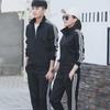 Men's and Women's Slim-Fit Sportswear: Stand-up Collar Running Suits, Versatile Two-Piece Sets for Spring and Autumn, Ideal for Couples.