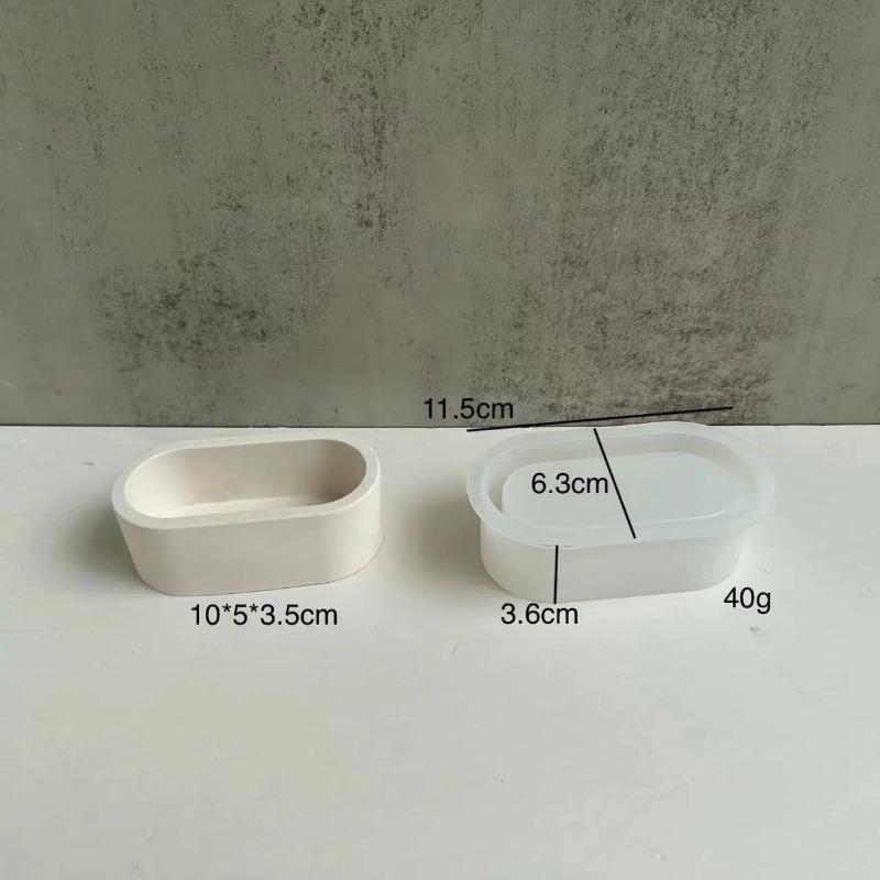 2025 New DIY Oval Candle Jar Silicone Molds Cement Plaster Mini Pot Concrete Wax Box Candle Tray Injection Mould Home Decor