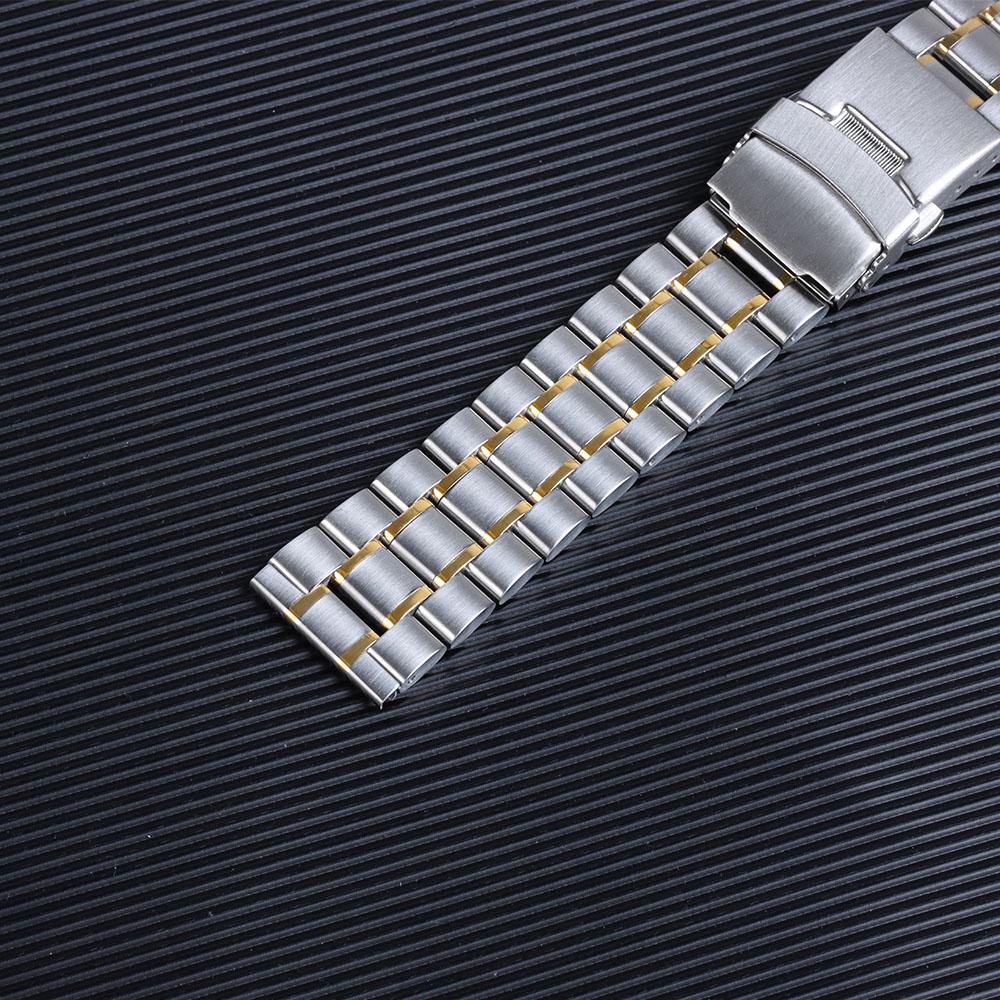 Solid Stainless Steel Strap 18 20 22 24mm Silver Metal Double Press Folding Buckle for Men Women Bracelet Watch Band for Seiko