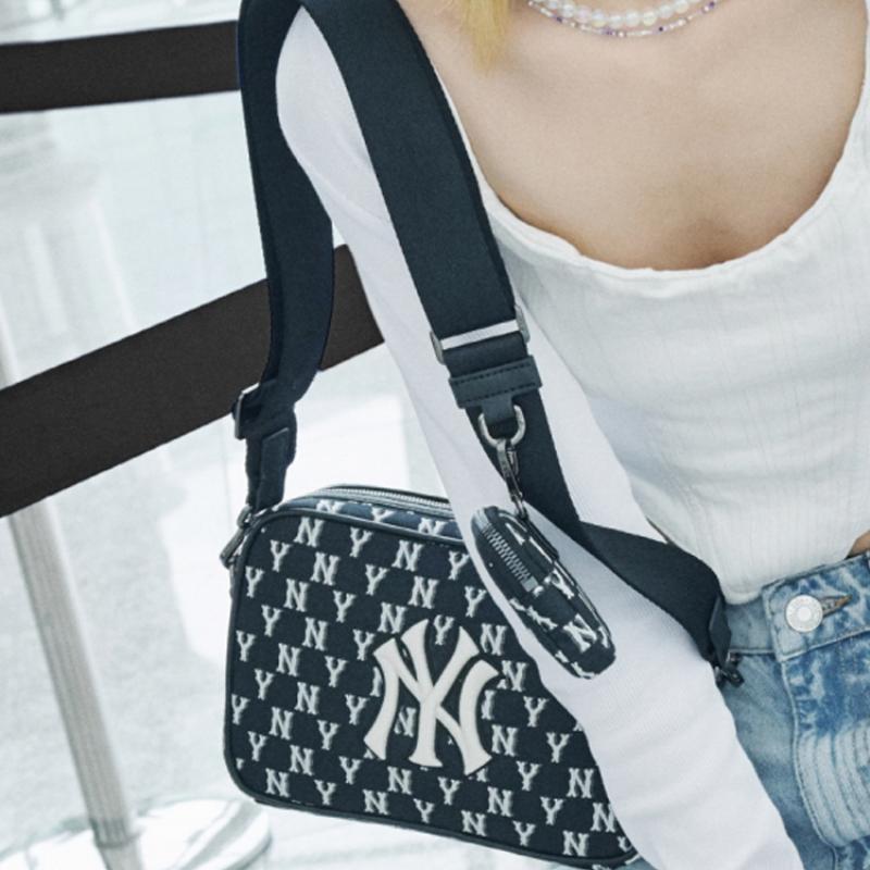 MLB Monogram Collection Polyester Combo Bag, Camera Bag, Crossbody Bag, Shoulder Bag Unisex Black Casual 3ACRM012N-50BKS