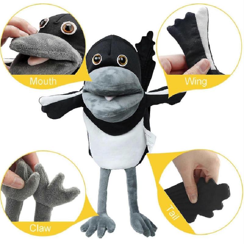 And Maggie Steve Plush Toy Soft Magpie Bird Hand Puppet Children Doll Gifts