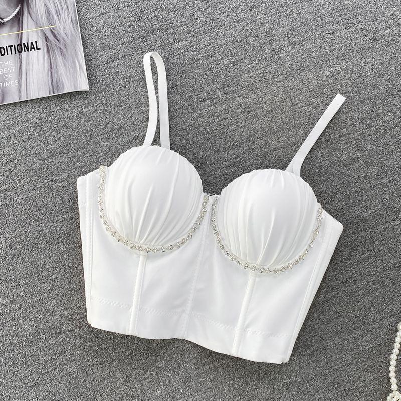Sexy Ruched Diamond Shell Fishbone Silm Tube Top